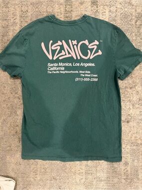 Primark Green Tee with Pink Venice Graphic